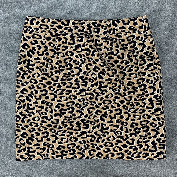 Talbots Cheetah Mini Skirt Womens 8P Petite Side Zip Inner Lined Cotton Stretch - Picture 3 of 12